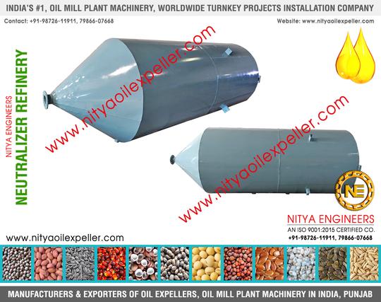 Neutralizer Refinery Manufacturers Exporters in India Punjab +91-9872611911, +91-7986607668, +91-9815022911 https://www.nityaoilexpeller.com